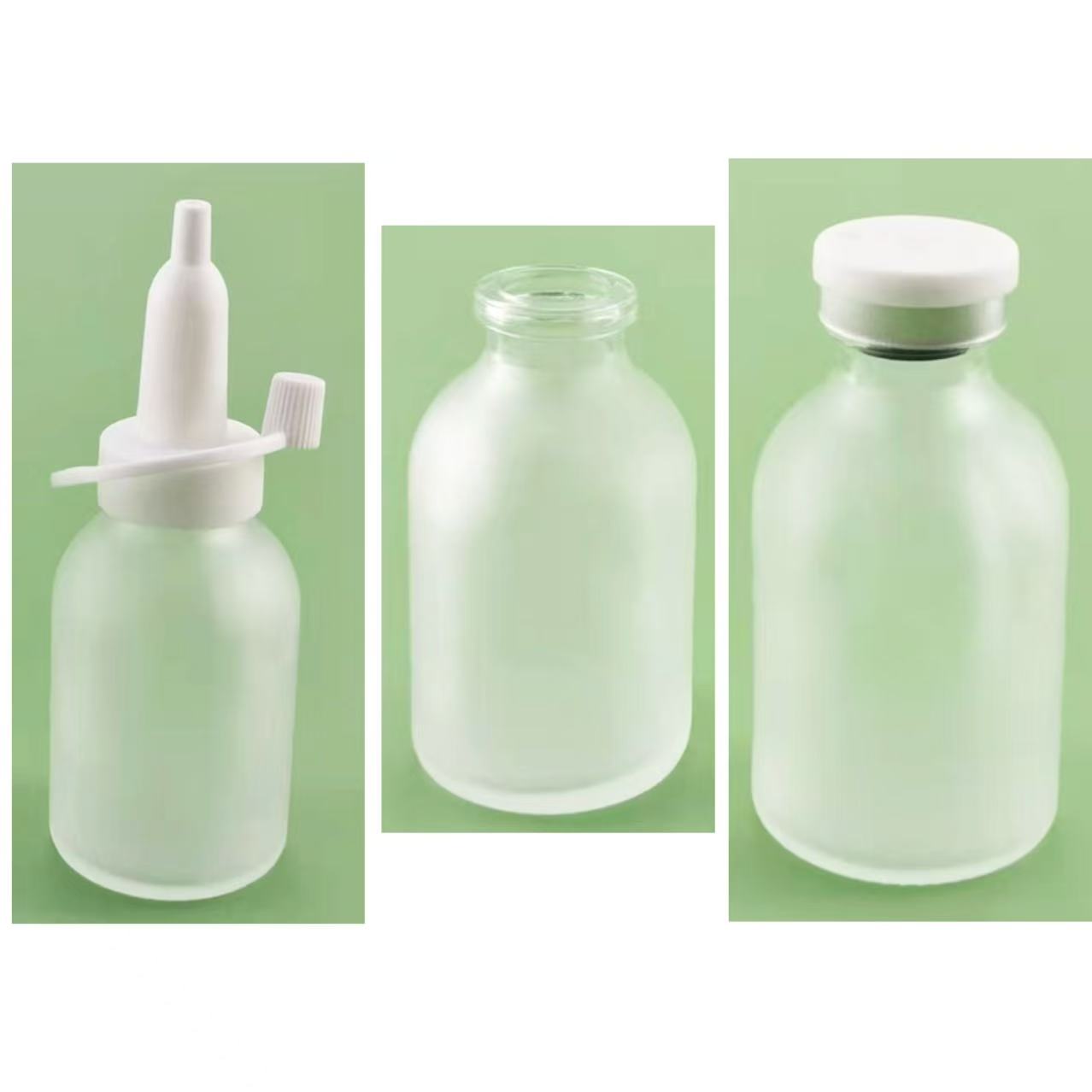 30 30ml Serum-Type Glass Vials - Transparent Snap-Cap, Frosted Molded Body