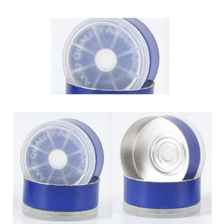 71 OB Type B 20mm Flip Off Vial Cap: Cylindrical Aluminum-Plastic Assembly with White Imprint on Blue Aluminum Surface for Secure Antibiotic Bottle Sealing 