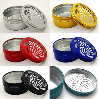 12 100g 75*35mm Printed Hollow Aluminum Box Air Freshener Solid Balm Metal Packaging Aluminum Box